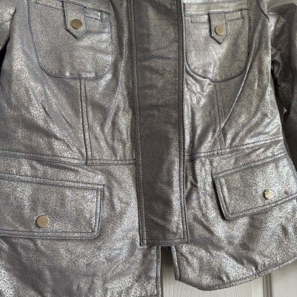 Bradley Bayou Silver Leather Jacket NWT size Medium - Picture 2 of 9